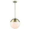 Dixon 1 Light Pendant with Rod - Aged Brass / Opal Glass - Golden Lighting