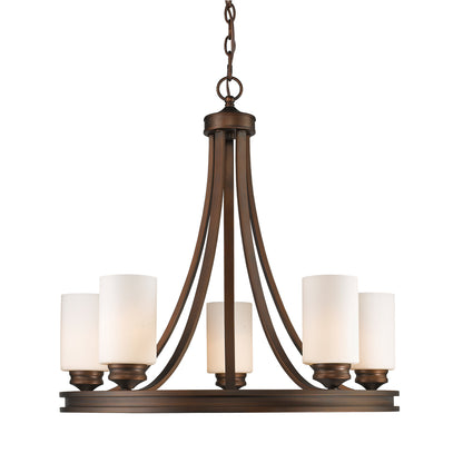 Hidalgo 5 Light Chandelier - Sovereign Bronze / Opal Glass - Golden Lighting