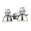 Duncan 2 Light Bath Vanity - Pewter / Chrome Shades - Golden Lighting