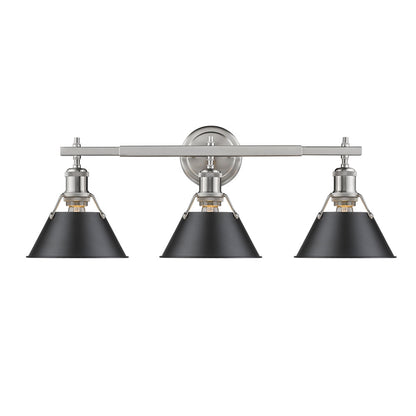 Orwell 3 Light Bath Vanity - Pewter / Black Shades - Golden Lighting