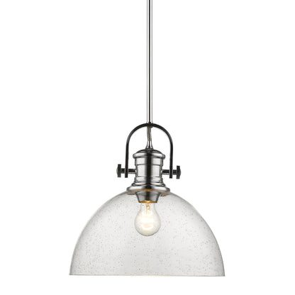 Hines 1 Light Large Pendant - Chrome / Seeded Glass - Golden Lighting