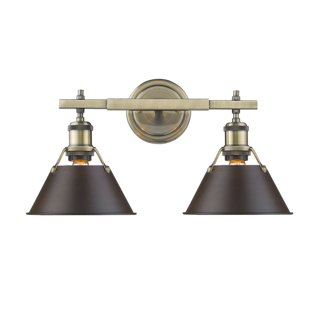 Orwell 2 Light Bath Vanity - Aged Brass / Rubbed Bronze Shades - Golden Lighting