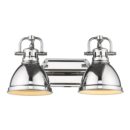 Duncan 2 Light Bath Vanity - Chrome / Chrome Shades - Golden Lighting