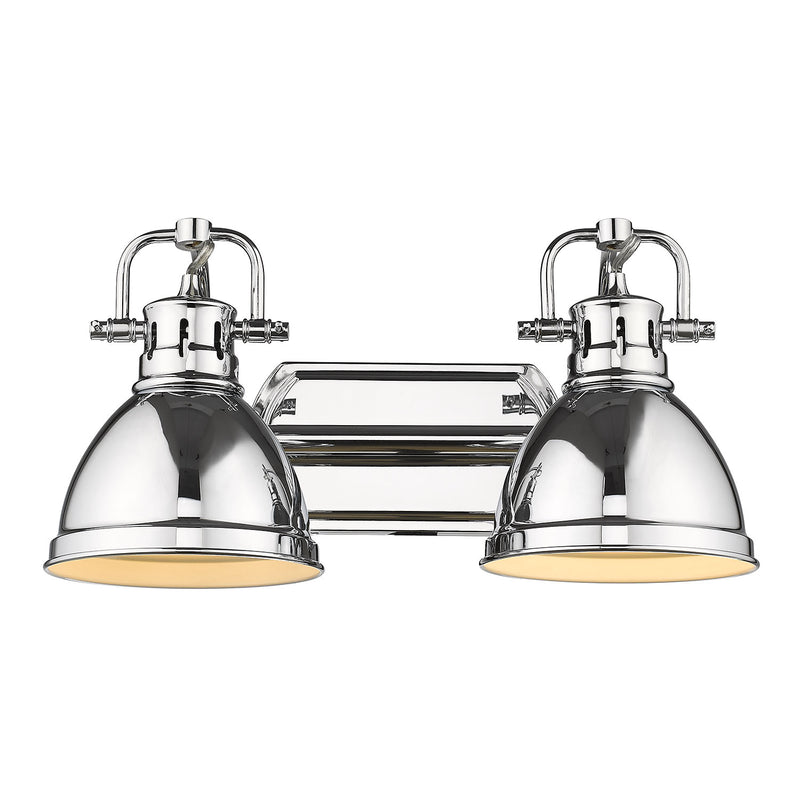 Duncan 2 Light Bath Vanity - Chrome / Chrome Shades - Golden Lighting