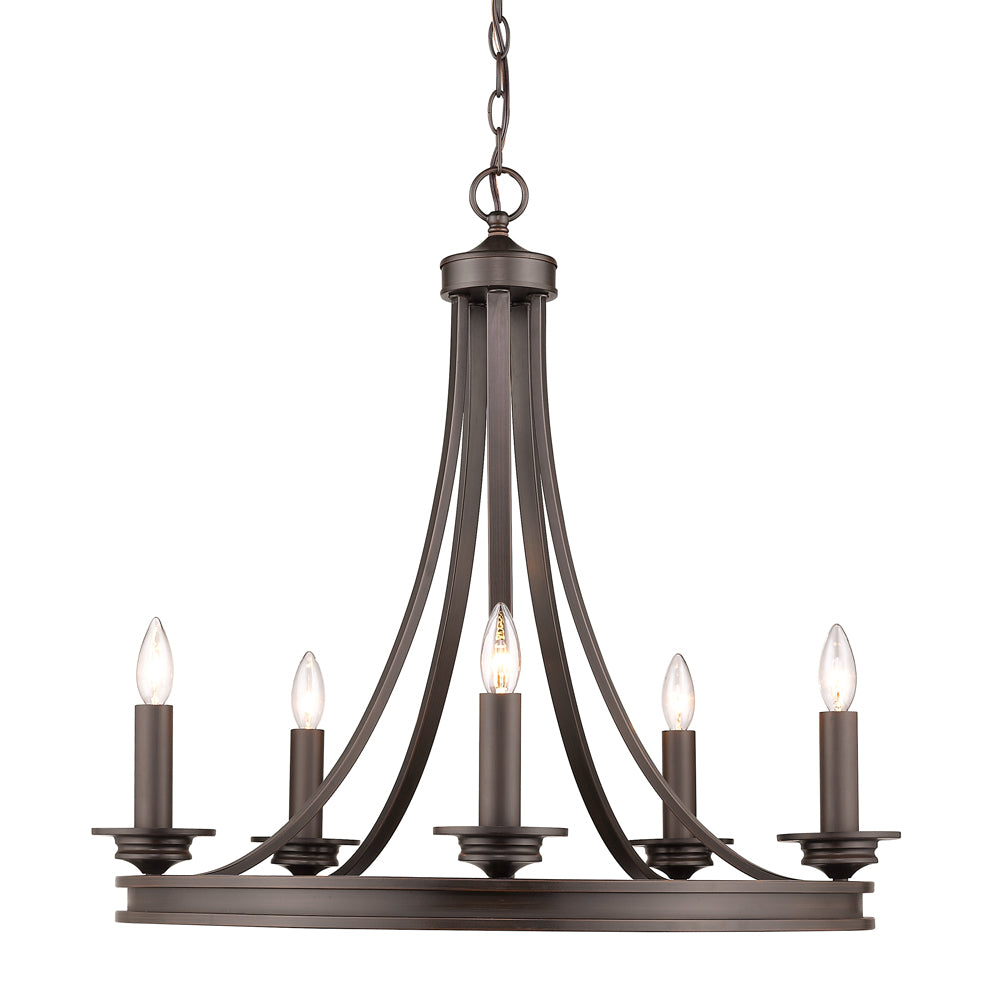 Saldano 5 Light Chandelier - Rubbed Bronze - Golden Lighting