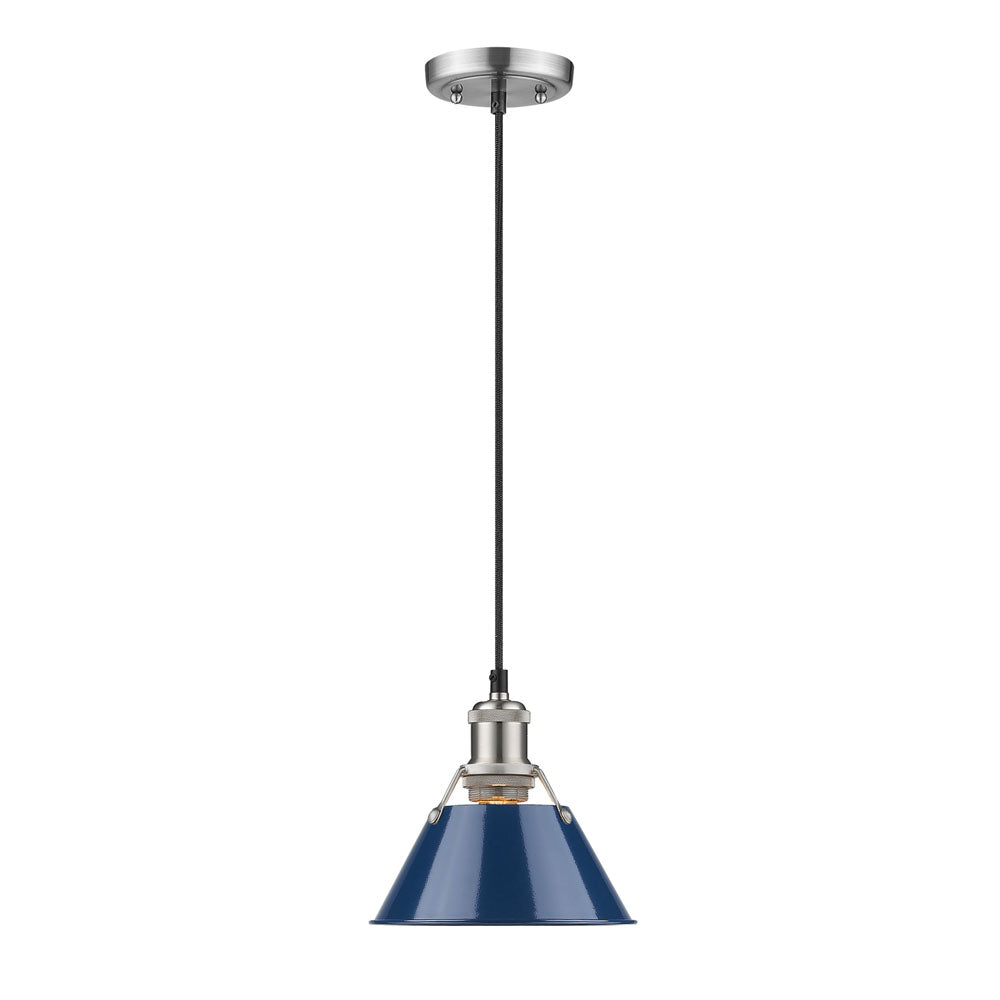 Orwell Small Pendant - 7" - Pewter / Matte Navy Shade - Golden Lighting