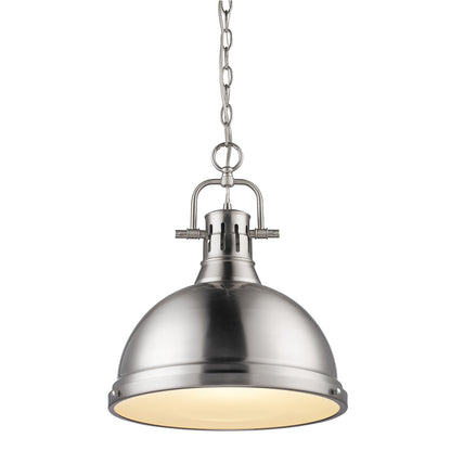 Duncan 1 Light Pendant with Chain - Pewter / Pewter Shade - Golden Lighting