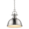 Duncan 1 Light Pendant with Chain - Pewter / Pewter Shade - Golden Lighting