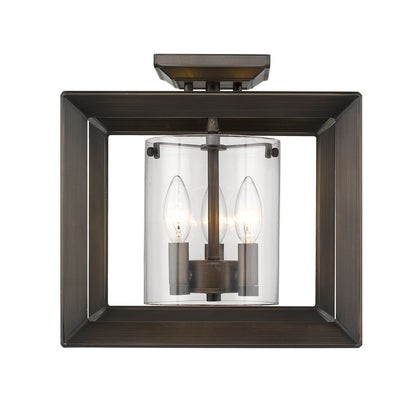 Smyth 12" Semi-Flush (Low Profile) - Gunmetal Bronze - Golden Lighting