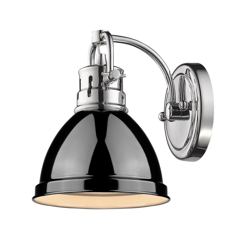 Duncan 1 Light Bath Vanity - Chrome / Black Shade - Golden Lighting