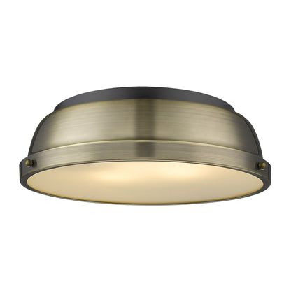 Duncan 14" Flush Mount - Aged Brass / Aged Brass Shade - Golden Lighting