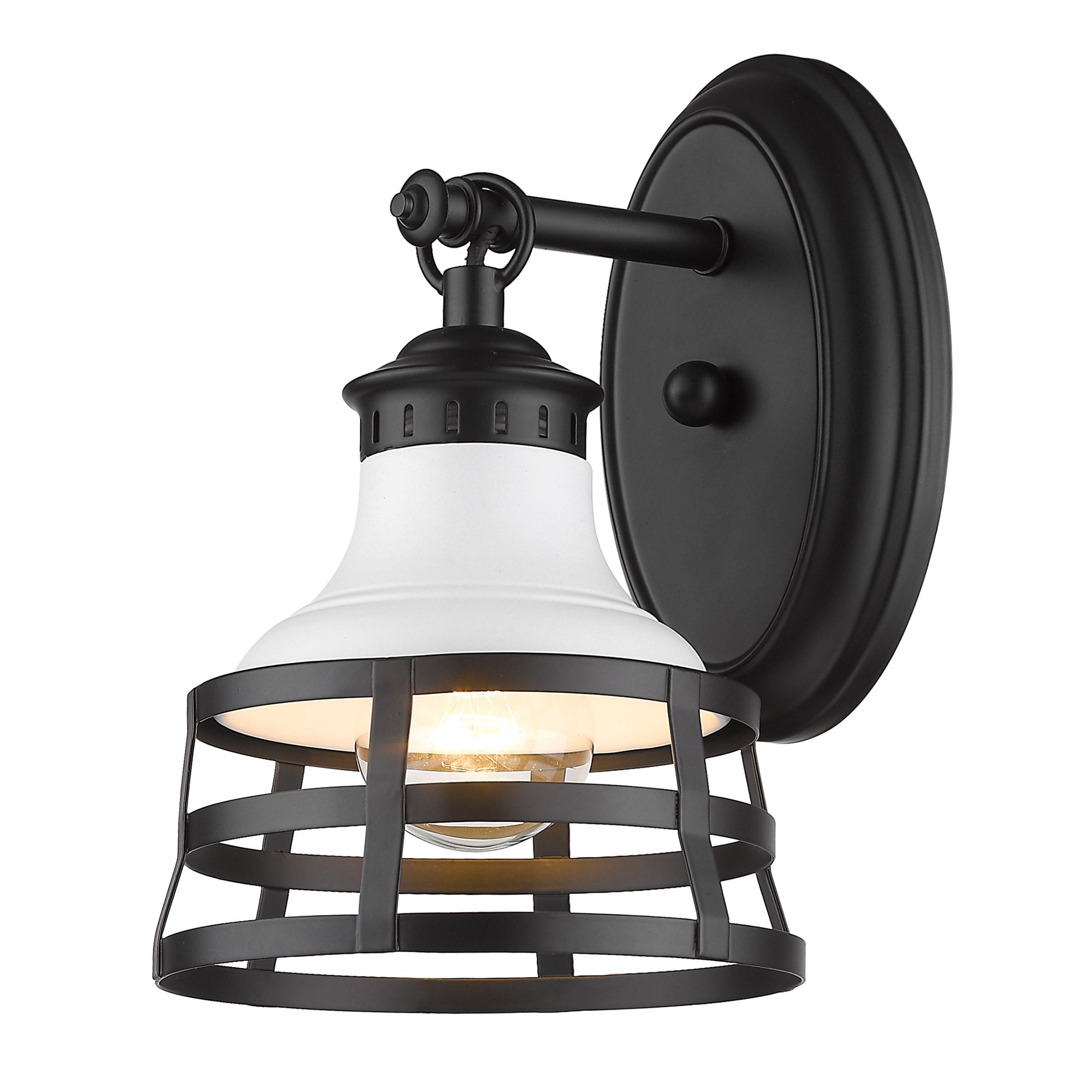 Locklyn 1 Light Wall Sconce - Matte Black / Matte White Shade - Golden Lighting