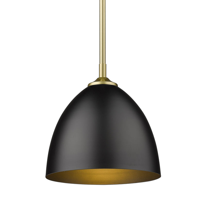 Zoey Small Pendant - Olympic Gold / Matte Black Shade - Golden Lighting