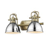 Duncan 2 Light Bath Vanity - Aged Brass / Chrome Shades - Golden Lighting