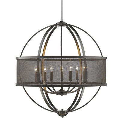 Colson 9 Light Chandelier - Etruscan Bronze / Etruscan Bronze Shade - Golden Lighting