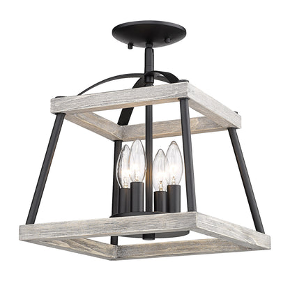 Teagan Semi-Flush - Natural Black / Gray Harbor Wood Accents - Golden Lighting