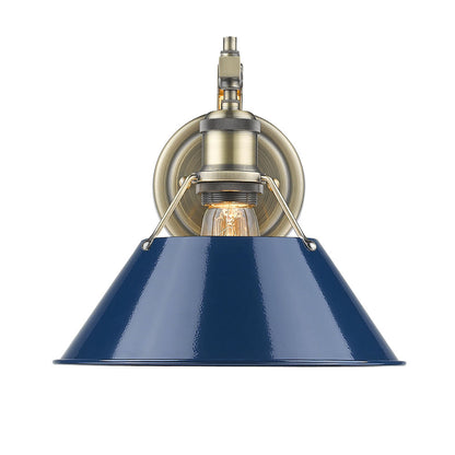 Orwell 1 Light Wall Sconce - Aged Brass / Matte Navy Shade - Golden Lighting