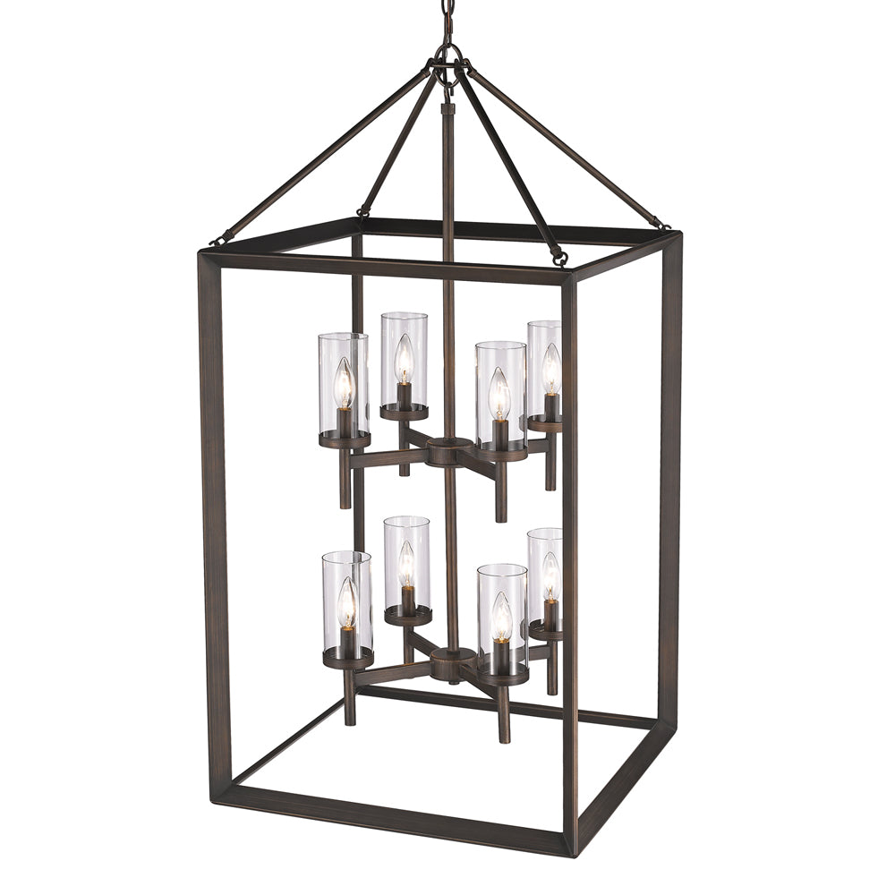 Smyth 8 Light Pendant (Gunmetal Bronze & Clear Glass) -  - Golden Lighting