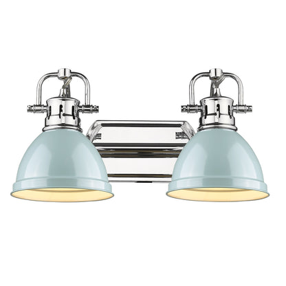 Duncan 2 Light Bath Vanity - Chrome / Seafoam Shades - Golden Lighting