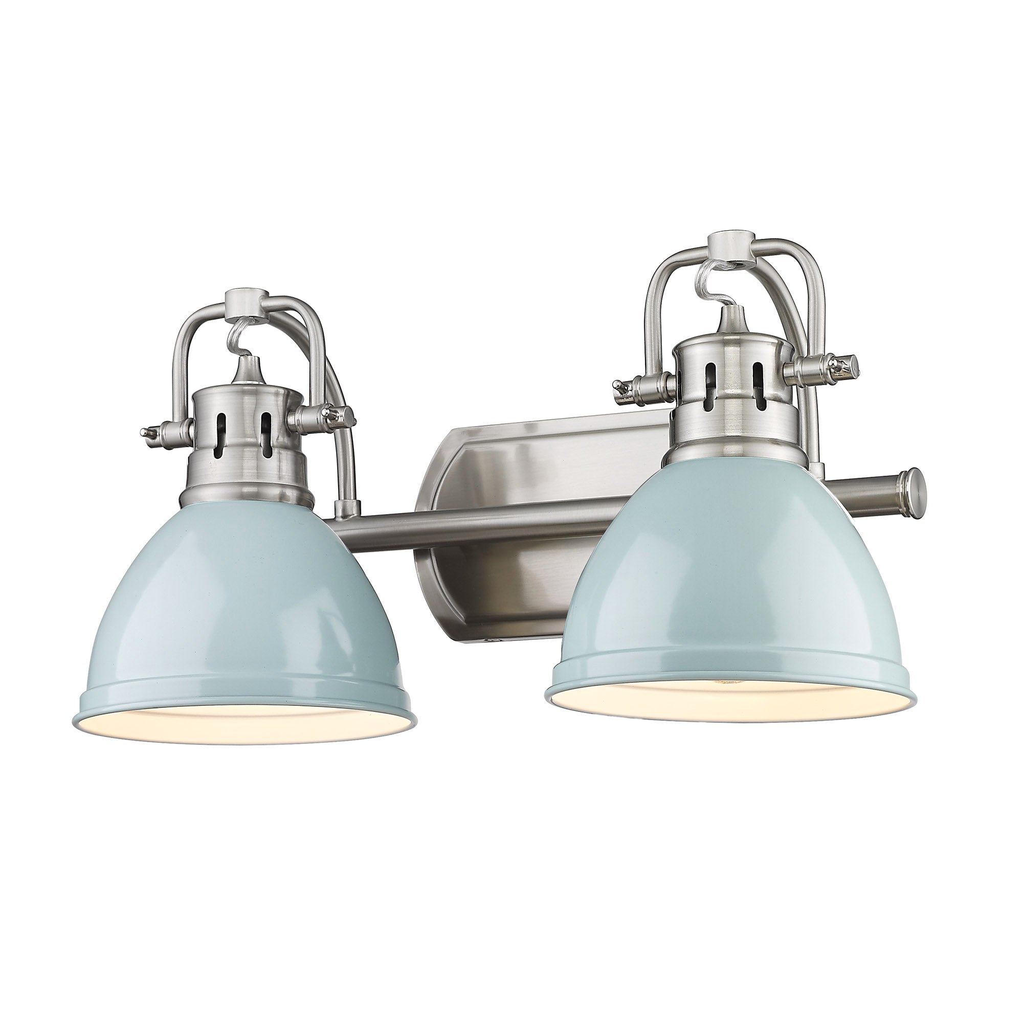 Duncan 2 Light Bath Vanity - Pewter / Seafoam Shades - Golden Lighting