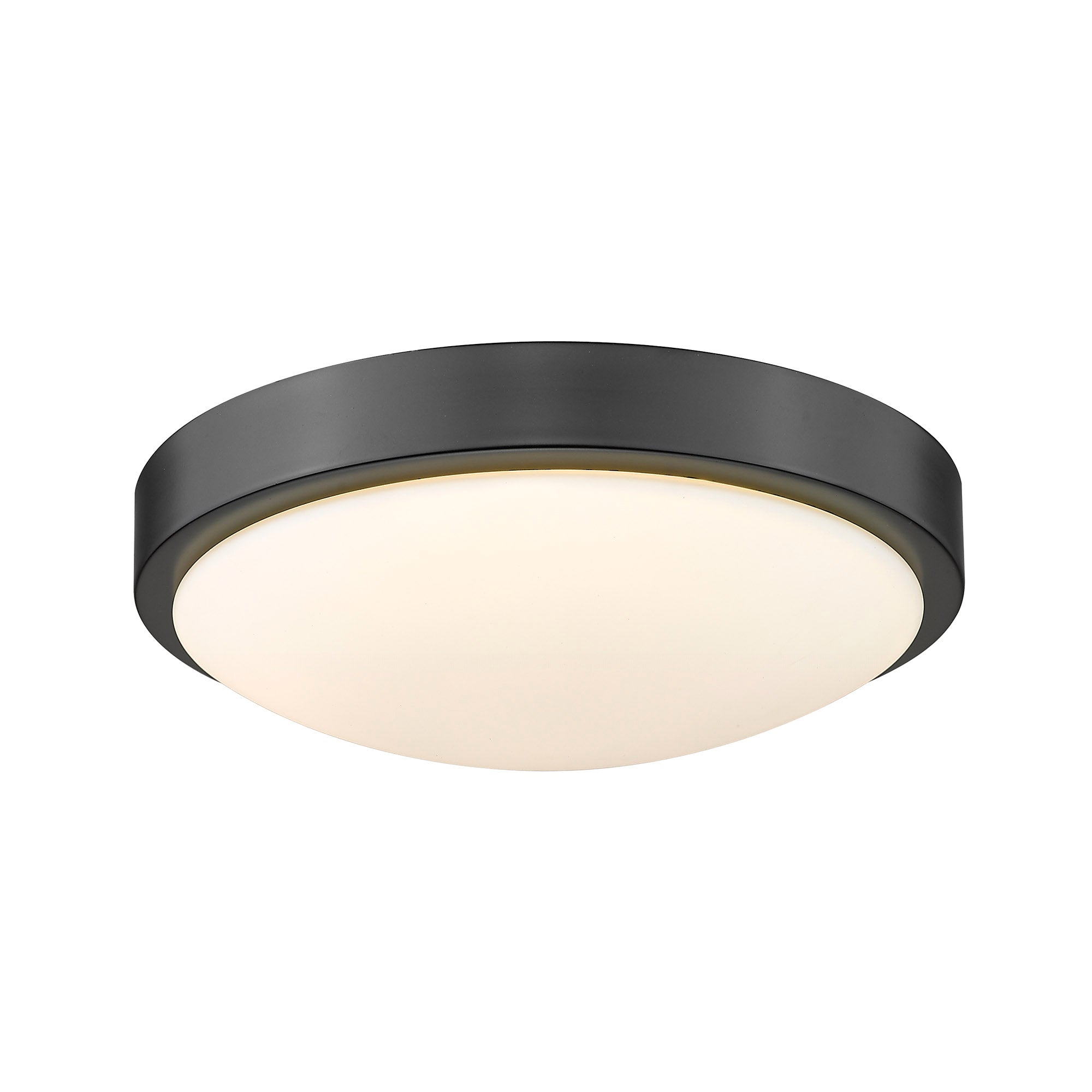 Gabi Flush Mount - Matte Black / Opal Glass - Golden Lighting