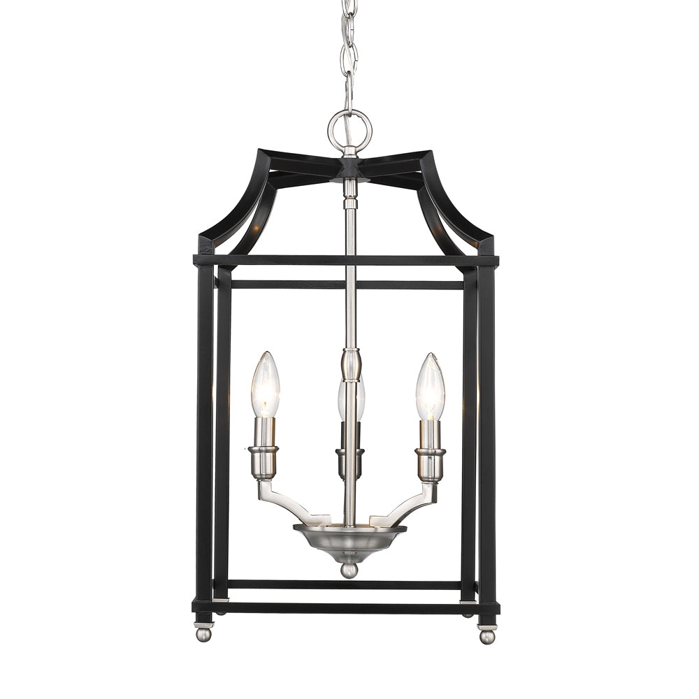 Leighton 3 Light Pendant - Pewter / Matte Black - Golden Lighting