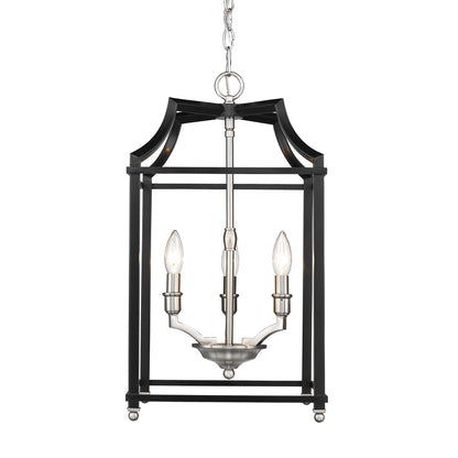 Leighton 3 Light Pendant - Pewter / Matte Black - Golden Lighting