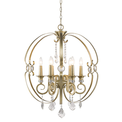 Ella 6 Light Chandelier - White Gold - Golden Lighting