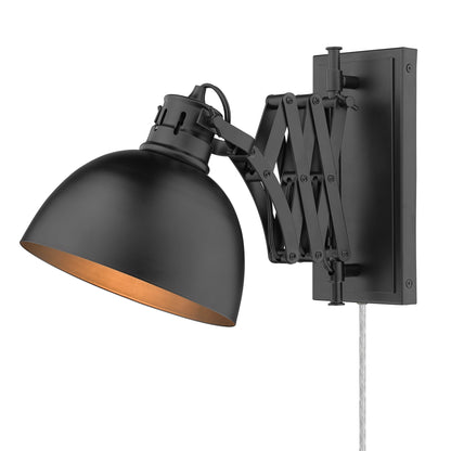 Hawthorn 1 Light Articulating Wall Sconce - Matte Black / Matte Black Shade - Golden Lighting