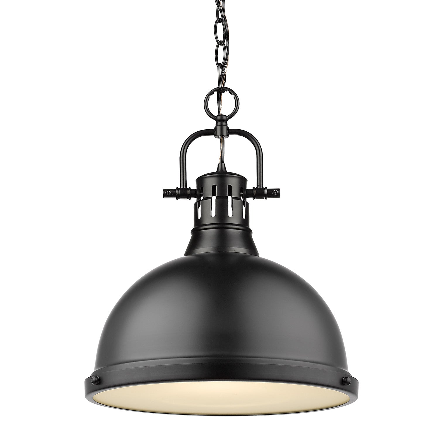 Duncan 1 Light Pendant with Chain - Matte Black / Matte Black Shade - Golden Lighting