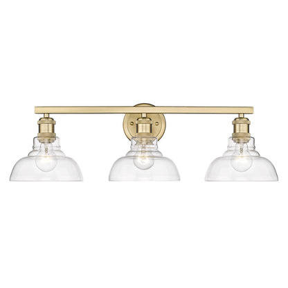 Carver 3 Light Bath Vanity - Brushed Champagne Bronze / Clear Glass Shades - Golden Lighting