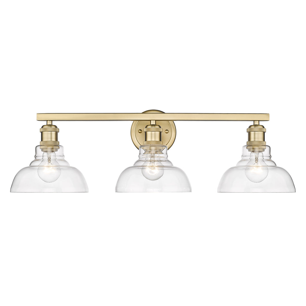Carver 3 Light Bath Vanity - Brushed Champagne Bronze / Clear Glass Shades - Golden Lighting