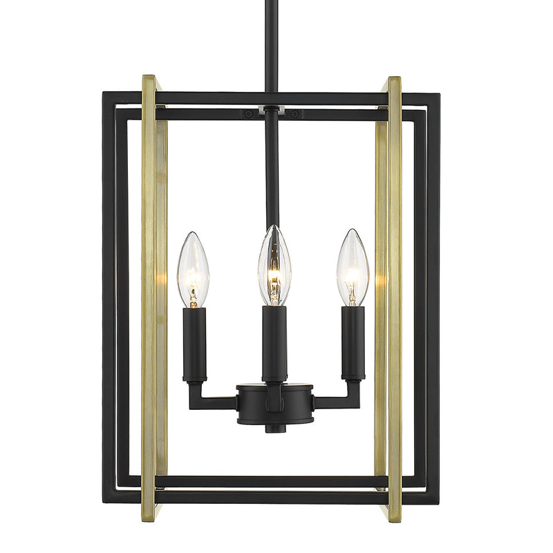 Tribeca 4 Light Chandelier - Matte Black / Aged Brass - Golden Lighting