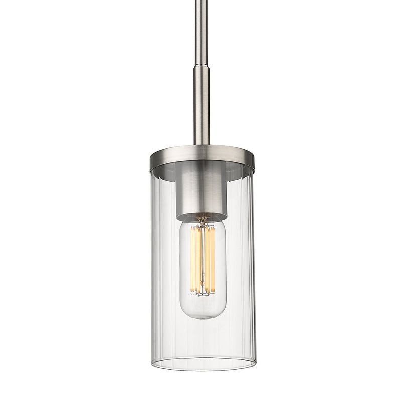 Winslett Mini Pendant - Pewter / Ribbed Clear Glass - Golden Lighting