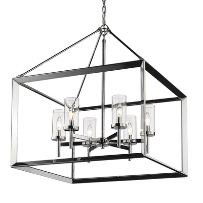 Smyth 6 Light Chandelier (Chrome & Clear Glass) -  - Golden Lighting