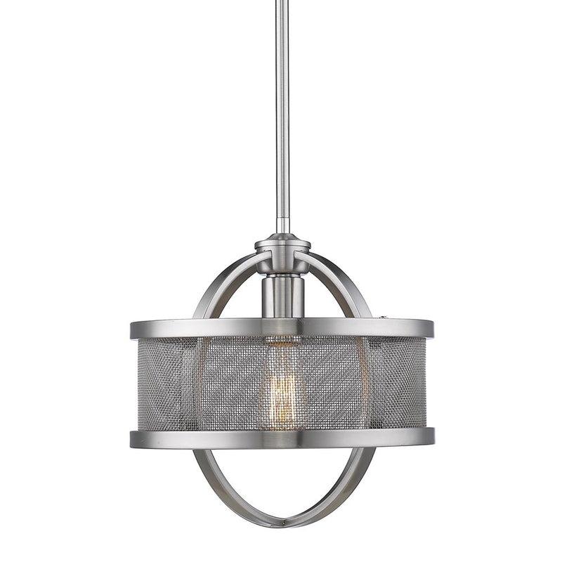 Colson Mini Pendant (with or without Shade) - Pewter / Pewter Shade - Golden Lighting