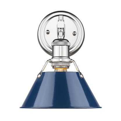 Orwell 1 Light Bath Vanity - Chrome / Matte Navy Shade - Golden Lighting