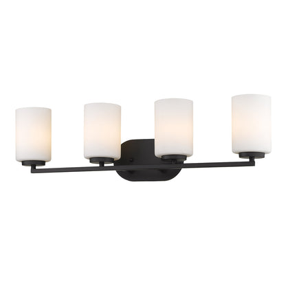 Manhattan 4 Light Bath Vanity - Matte Black / Opal Glass - Golden Lighting