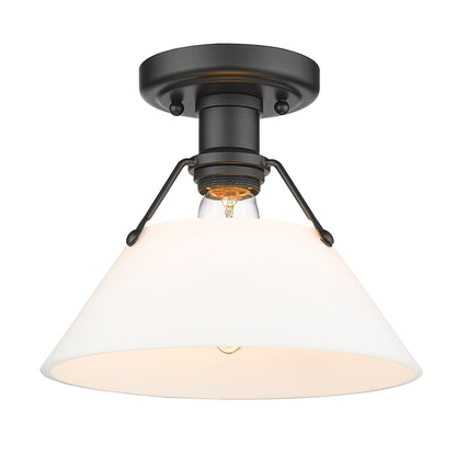 Orwell Flush Mount - Matte Black / Opal Glass Shade - Golden Lighting