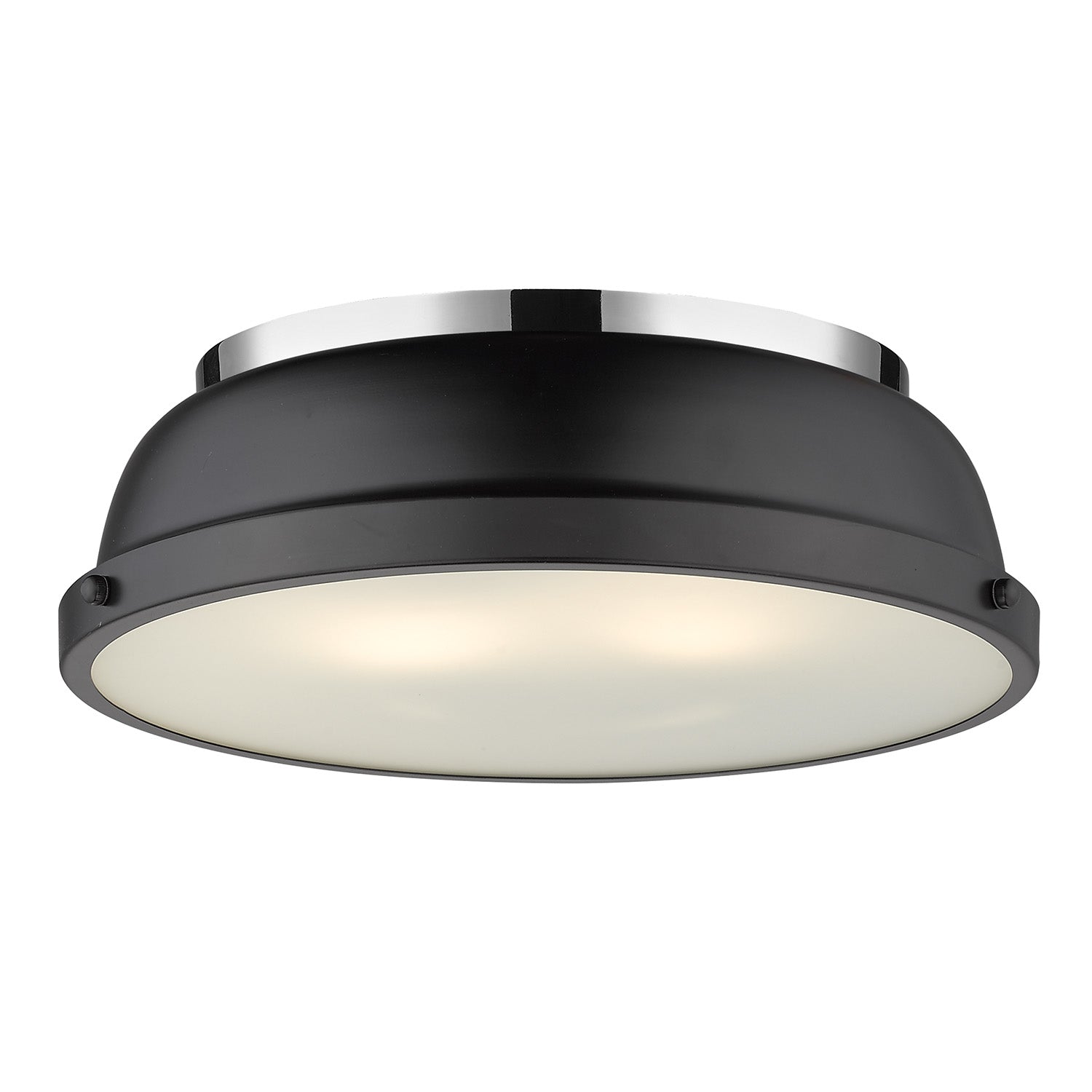 Duncan 14" Flush Mount - Chrome / Matte Black Shade - Golden Lighting