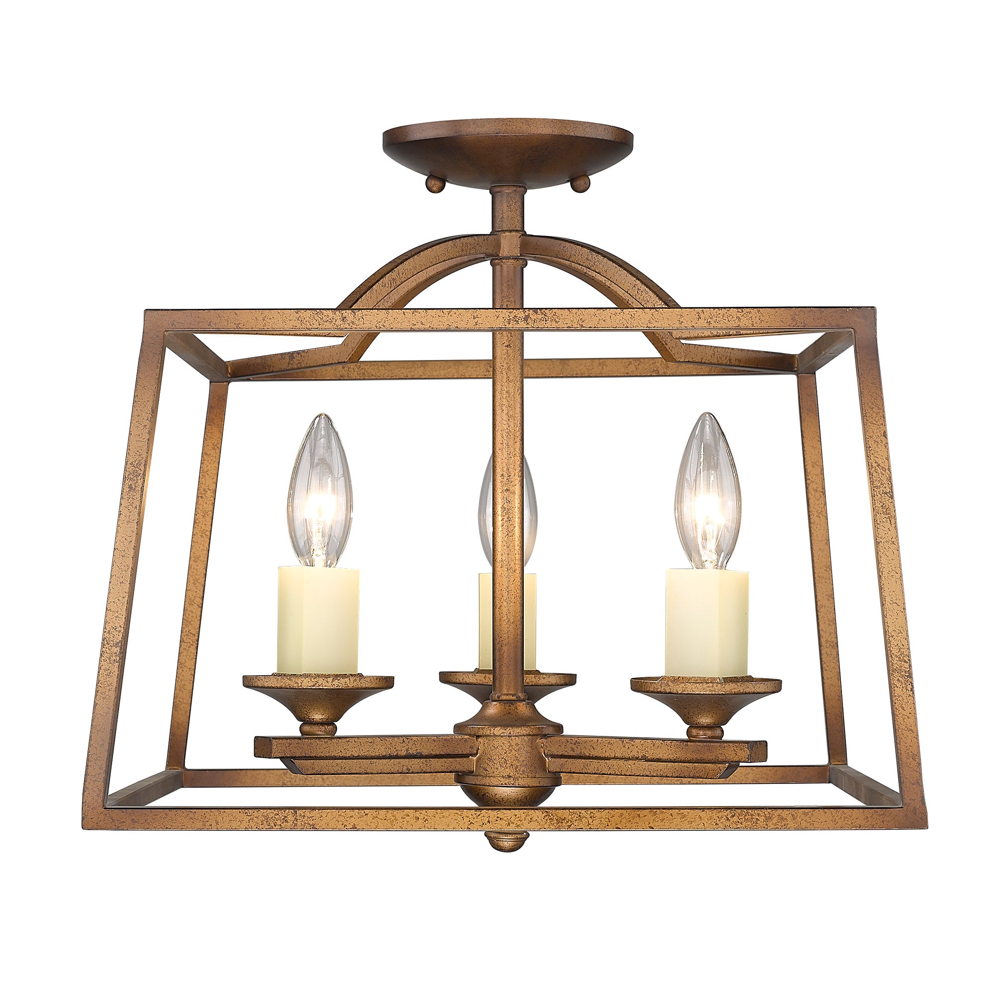 Athena 3 Light Semi-Flush - Grecian Gold - Golden Lighting