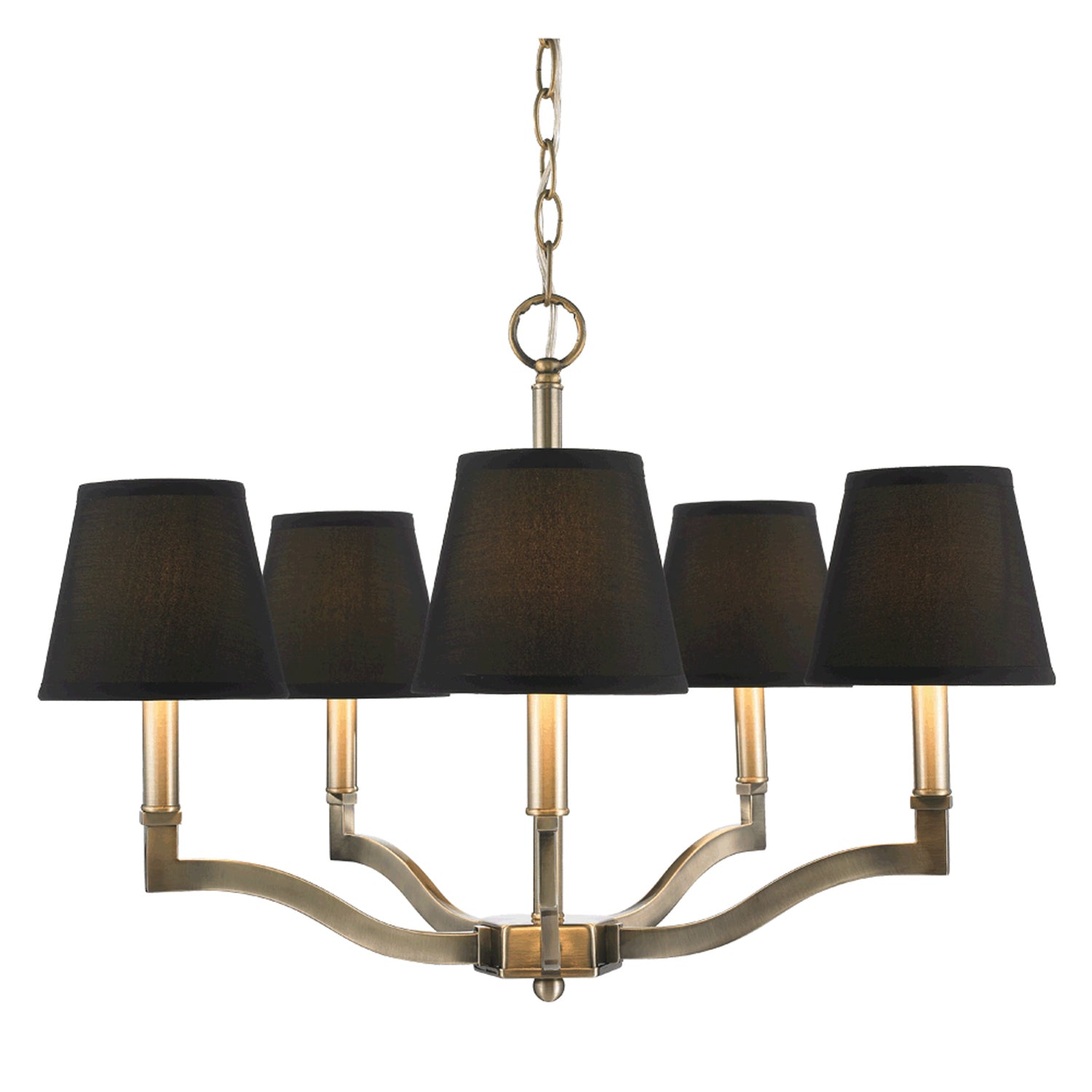 Waverly 5 Light Chandelier - Aged Brass / Tuxedo Shade - Golden Lighting