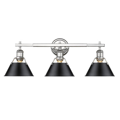 Orwell 3 Light Bath Vanity - Chrome / Black Shades - Golden Lighting