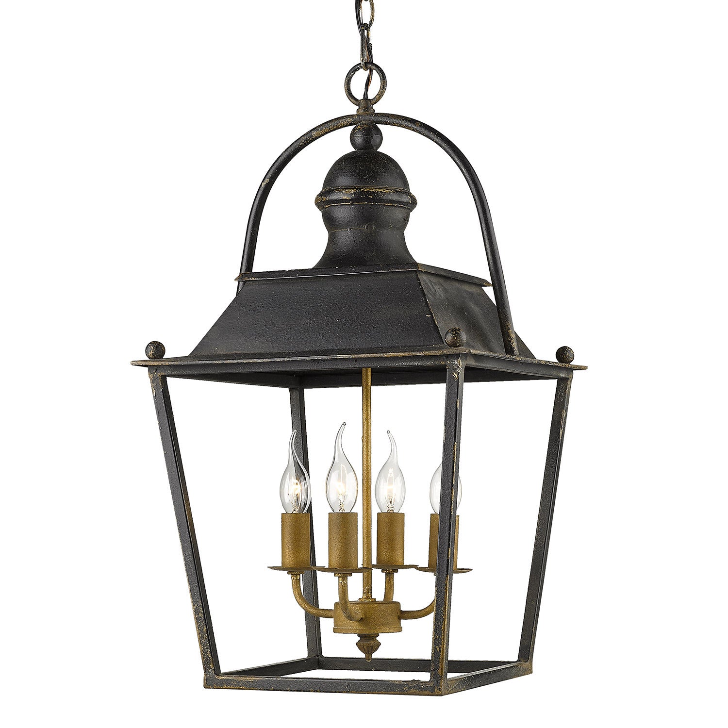 Christoff 4 Light Pendant - Antique Black Iron - Golden Lighting