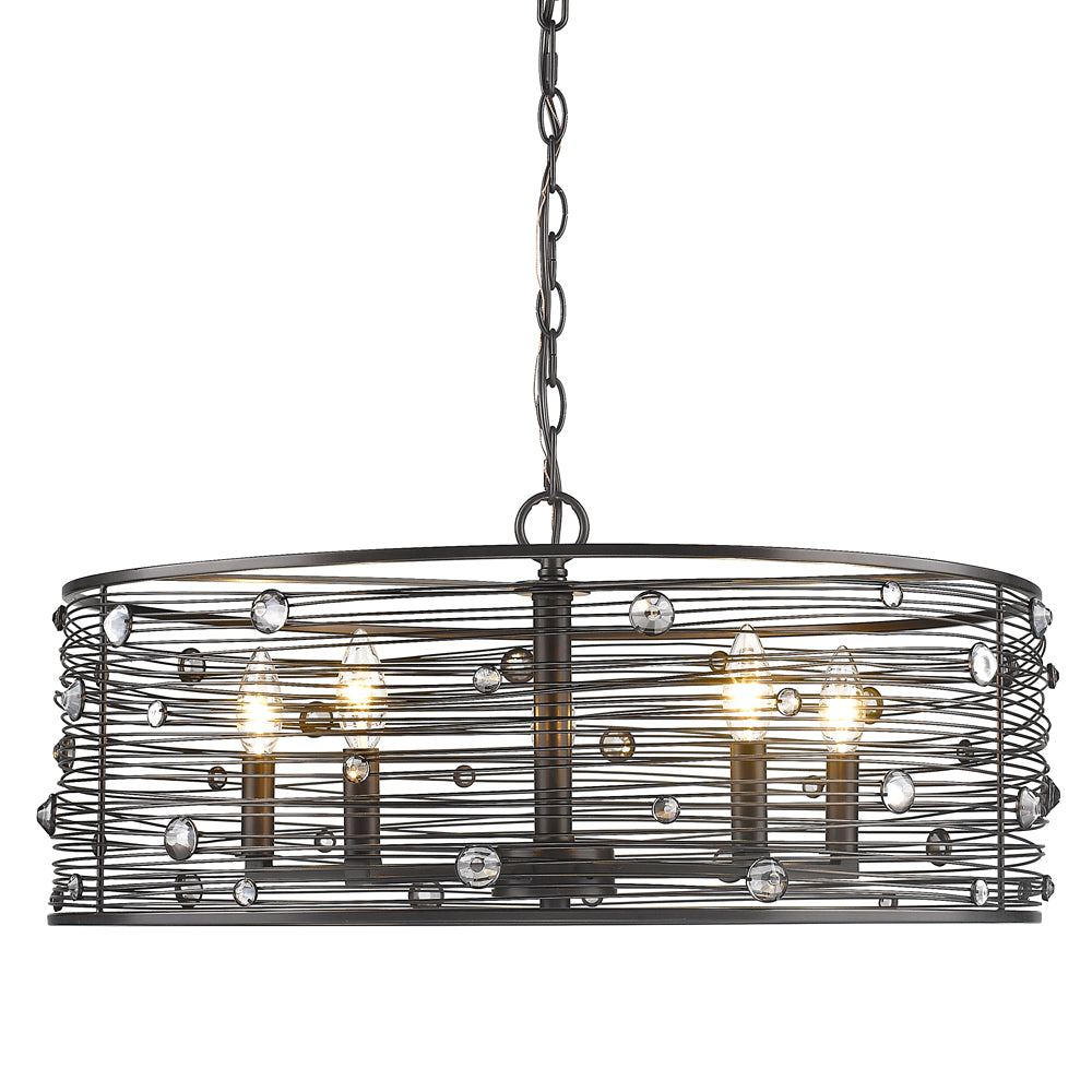 Bijoux 5 Light Chandelier - Brushed Etruscan Bronze - Golden Lighting