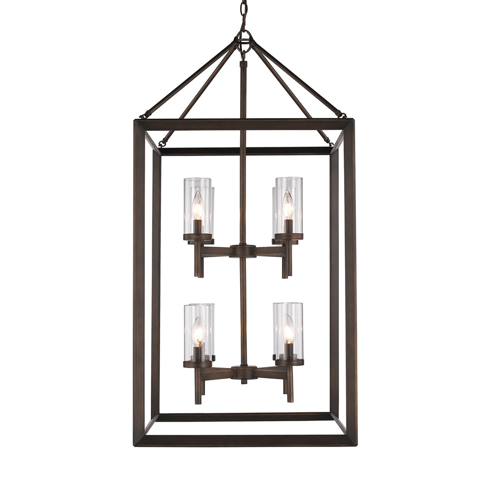 Smyth 8 Light Pendant (Gunmetal Bronze & Clear Glass) - Default Title - Golden Lighting