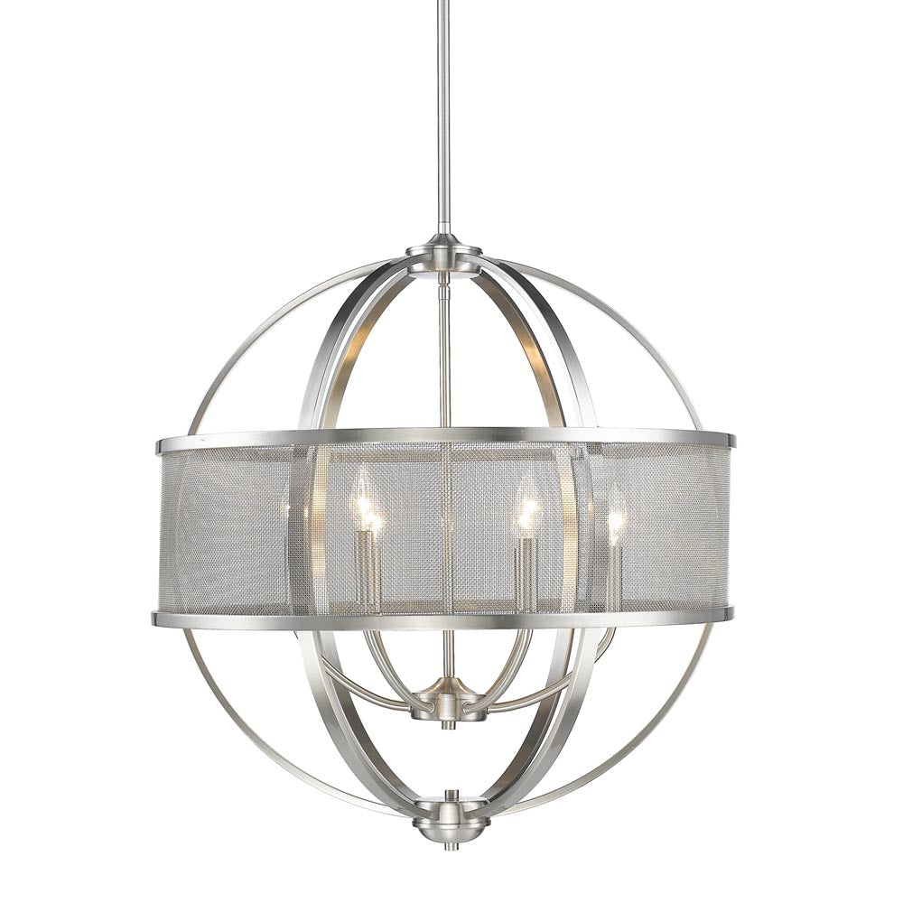 Colson 6 Light Chandelier - Pewter / Pewter Shade - Golden Lighting