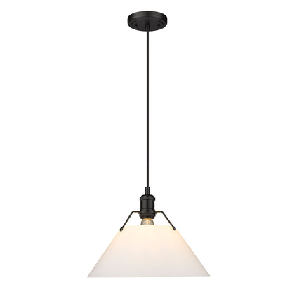 Orwell Large Pendant - 14" - Matte Black / Opal Glass - Golden Lighting