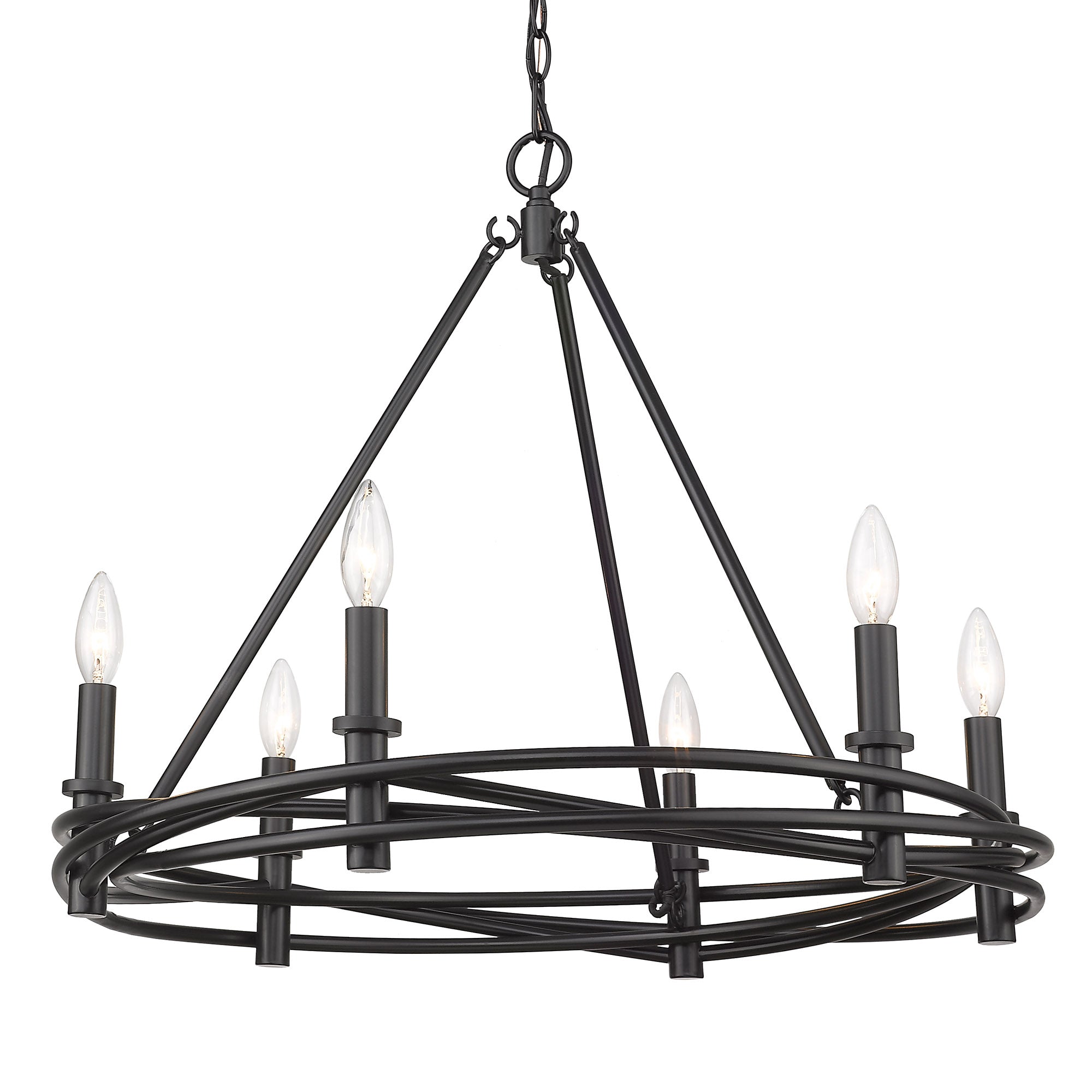 Weaver 6 Light Chandelier - Matte Black - Golden Lighting