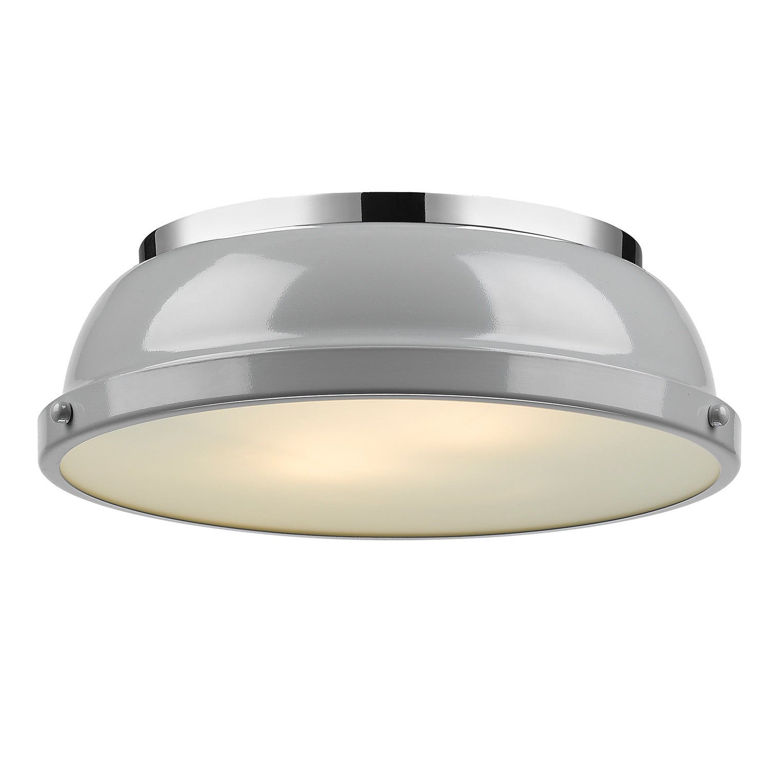 Duncan 14" Flush Mount - Chrome / Gray Shade - Golden Lighting